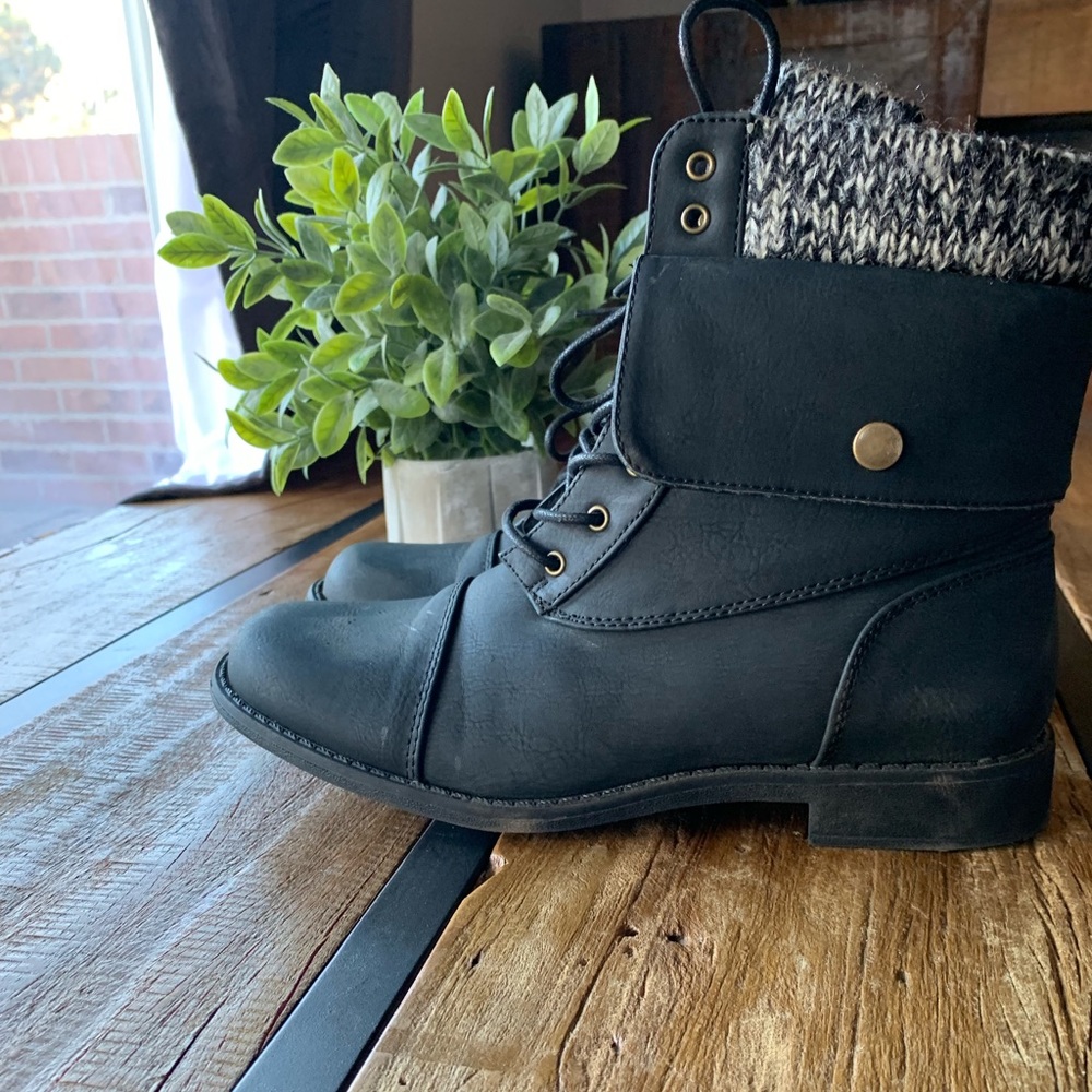 Just Fab sweater combat boots